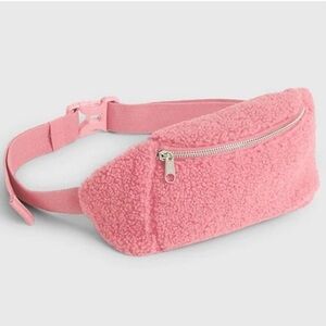Gap Faux Sherpa Belt Bag, Guava Pink, 9” X 5”